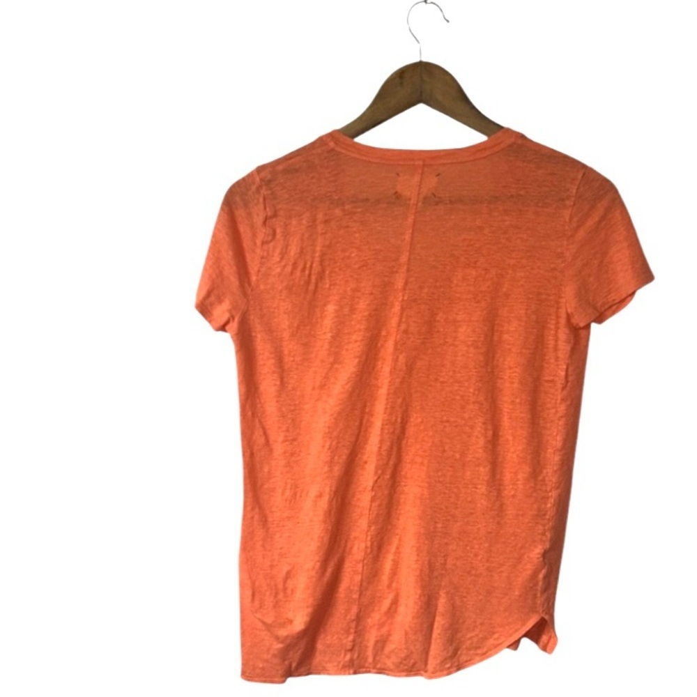 Lou & Grey Orange 100% Linen Short Sleeve Tee Shirt Comfort Basic T Size XS - Picture 2 of 4